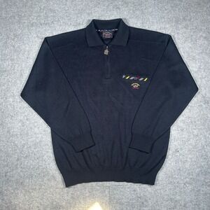 Paul & Shark 1/4 Sweater Mens XL Navy Blue pure Wool Pullover Yachting luxury